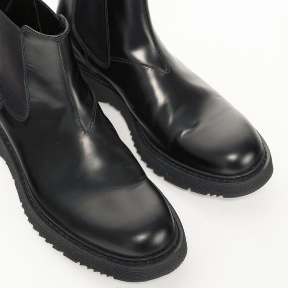 Prada Black Leather Chelsea Ankle Boots - Picture 6 of 12